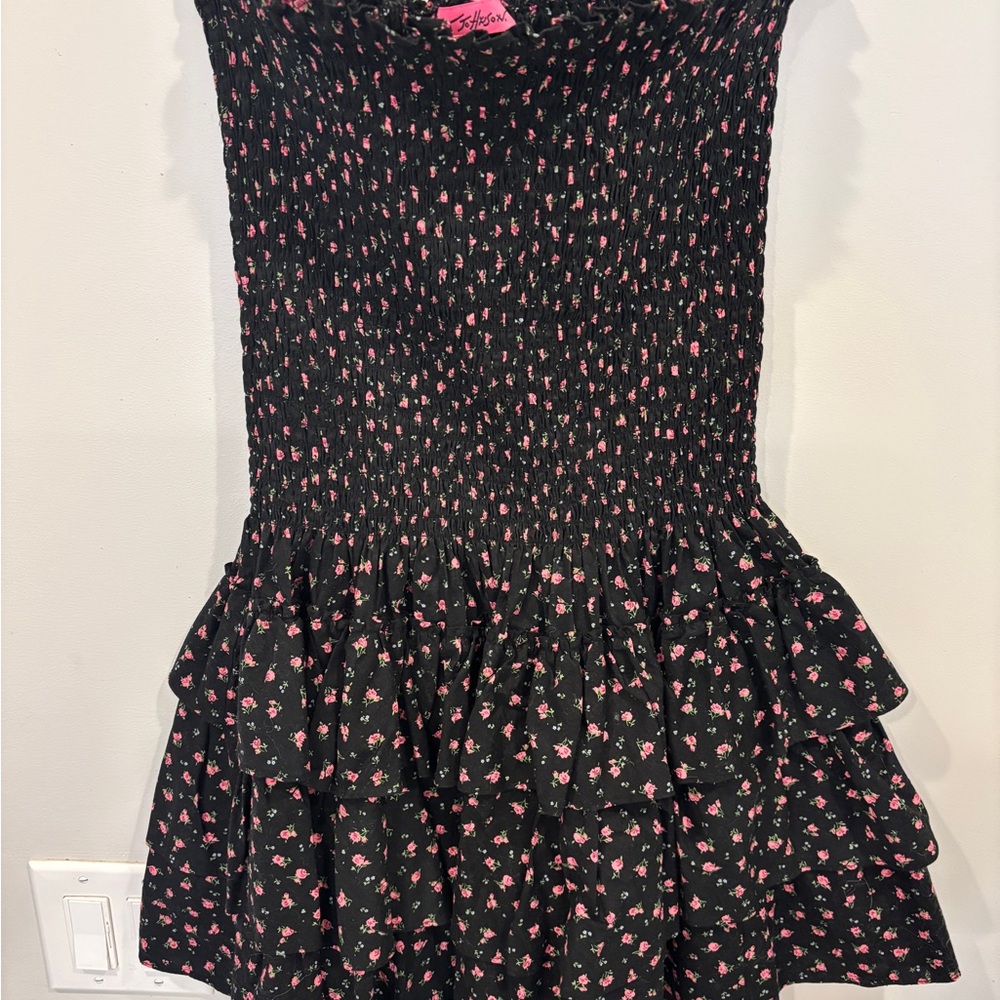 NWOT! NEW! Betsey Johnson Black and Pink Strapless Dress